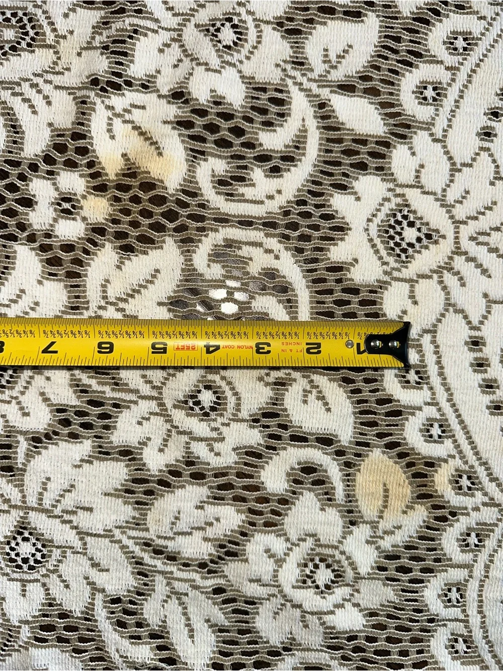 Beautiful vintage table cloth cream and olive green